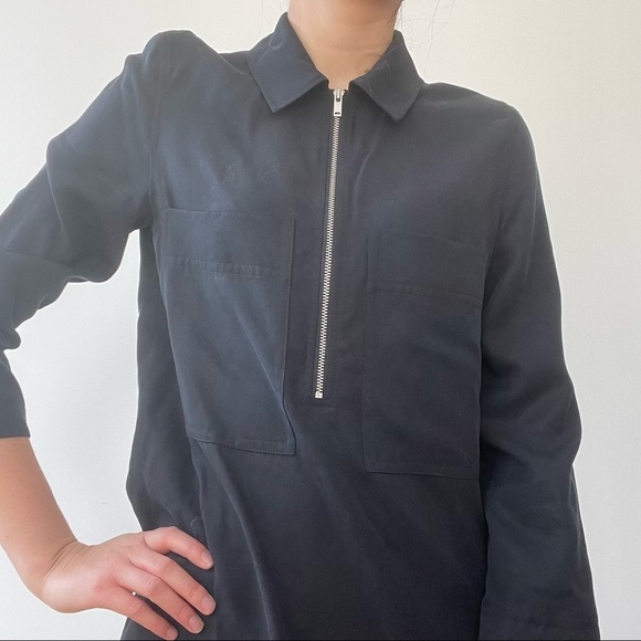 NWT  COS NAVY ZIP FRONT BLOUSE - 2 - Picture 4 of 11